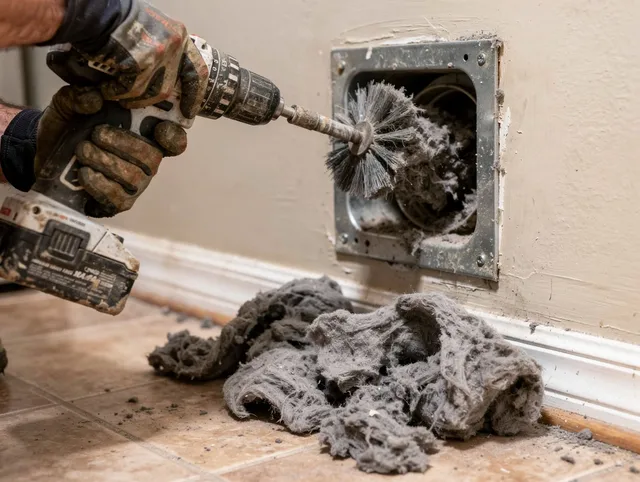 Certified Ashland Dryer Vent Cleaning technician performing dryer vent cleaning in Ashland
