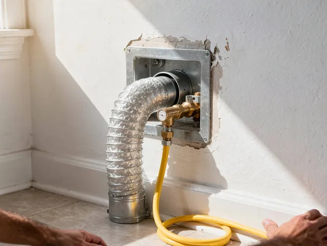 Ashland Dryer Vent Cleaning certified technician performing specialized gas dryer vent cleaning in Ashland